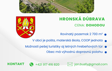 Rekreációs terület az eladás a Hronská Dúbrava