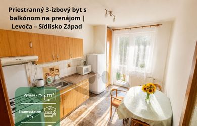 3 szobás lakás az bérlés a Levoča